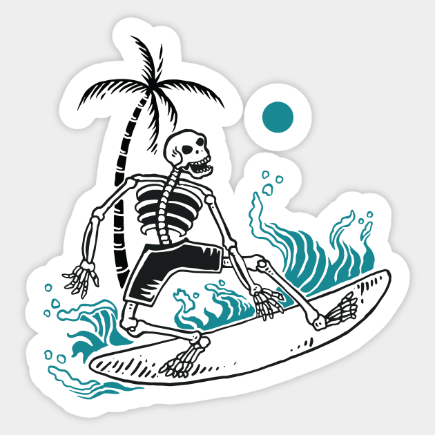 Skeleton Surfer Sticker by spacemedia